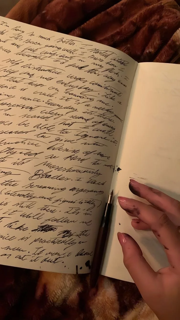 Un carnet manuscrit, ouvert pendant l’écriture de la pièce